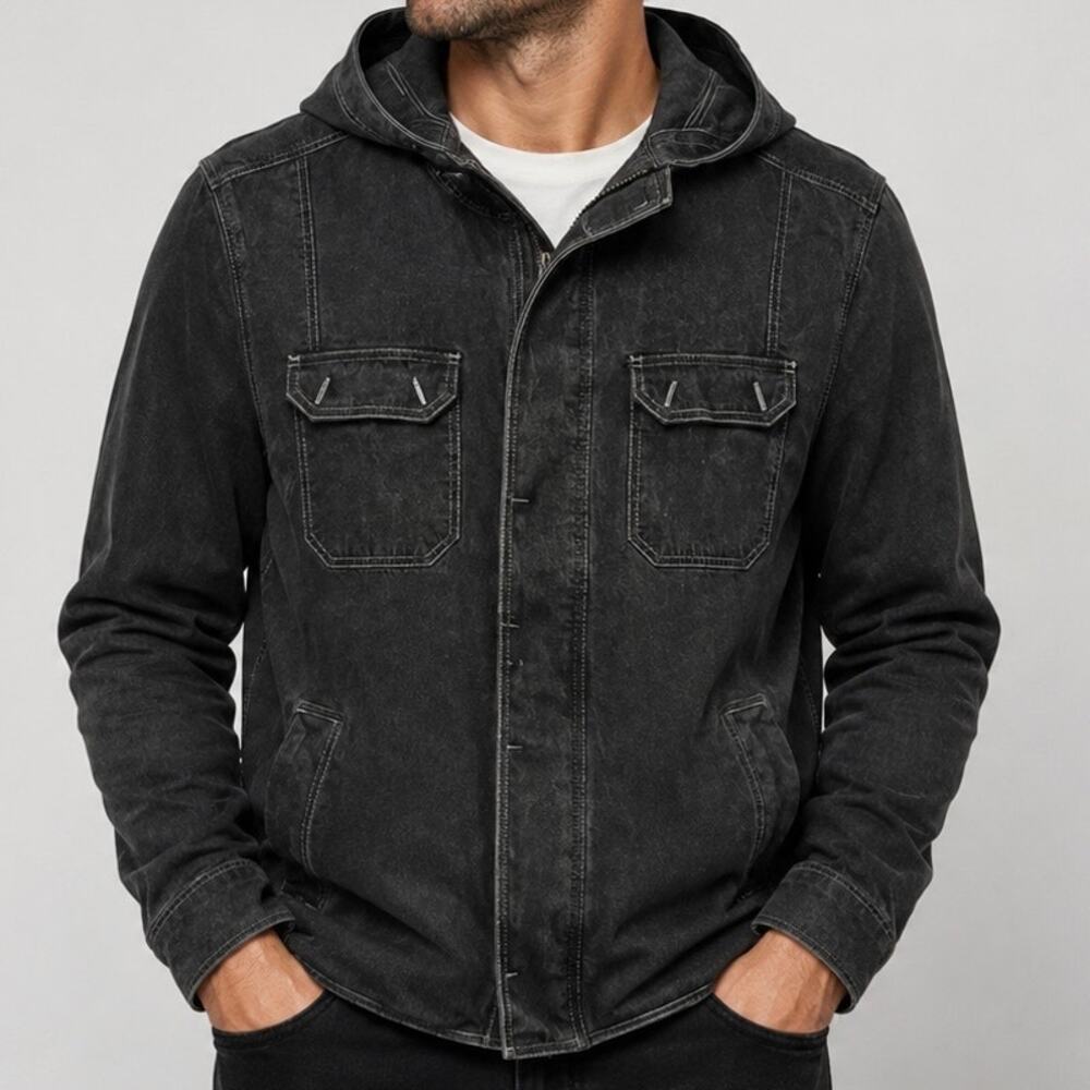 ALLSAINTS‎ | Charcoal White Hooded Utility Jacket Minimalist Outerwear | Medium